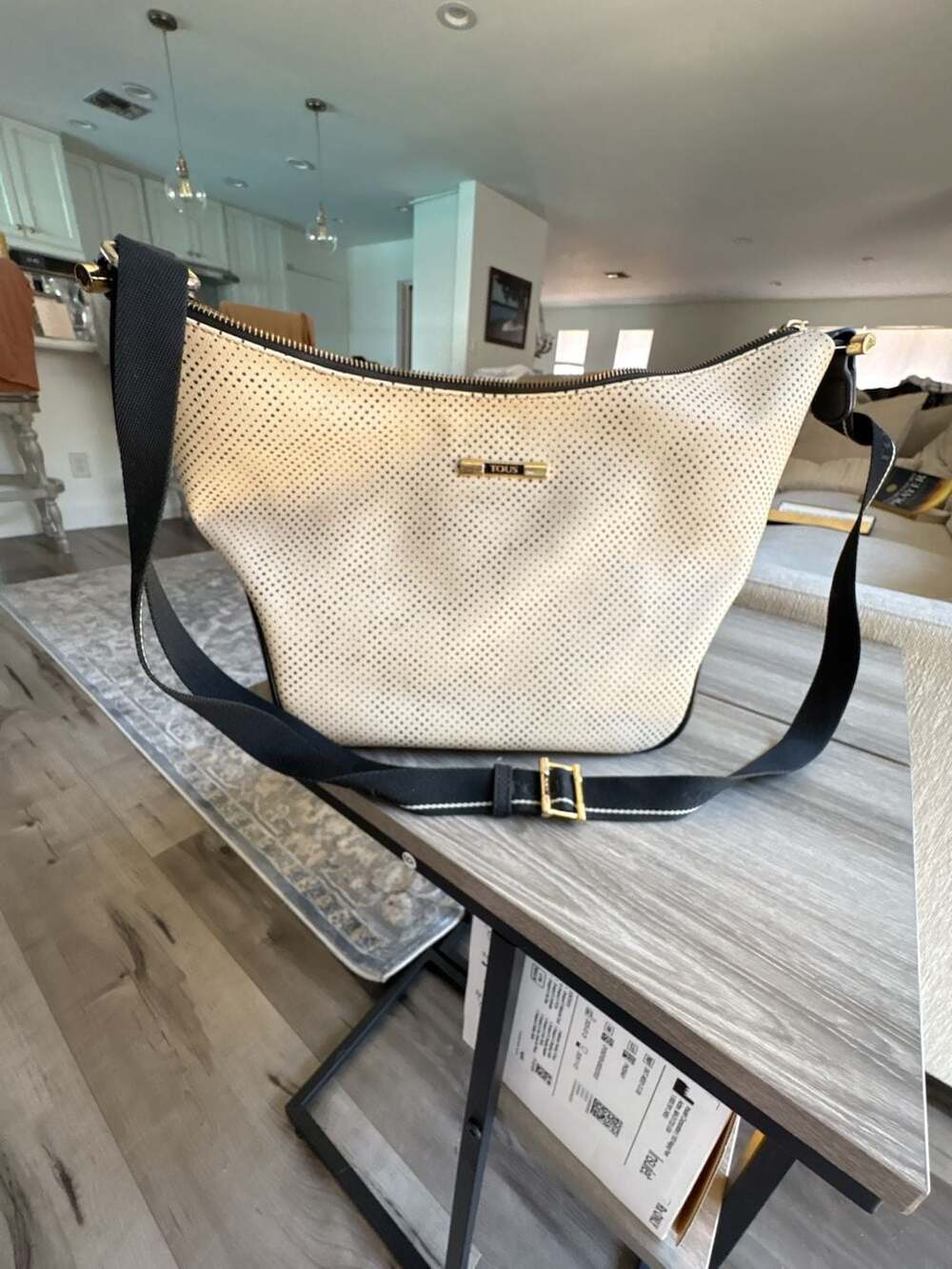 TOUS Perforated Hobo Shoulder Bag with Pink Lining